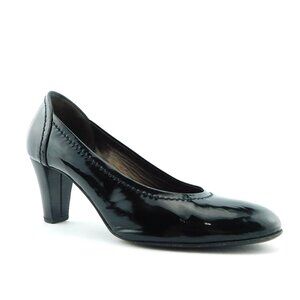 ATTILIO GIUSTI LEOMBRUNI AGL Black Patent Leather Heel Pumps 38